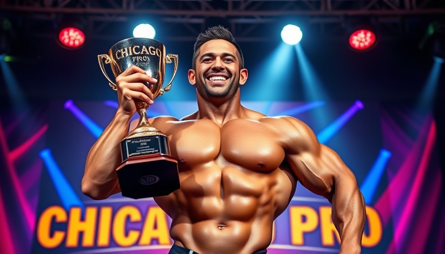2025 Chicago Pro Results: triumphant bodybuilder holding trophy.