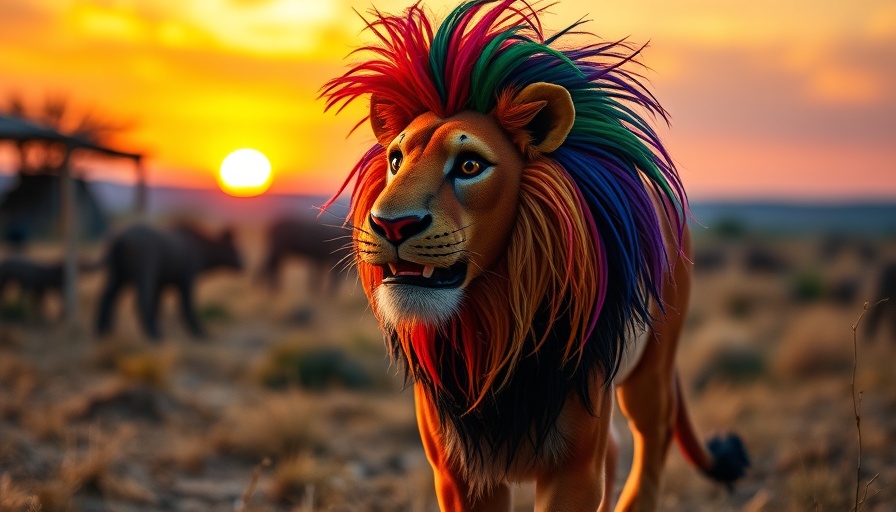 Vibrant lion puppet at Nighttime Zoo, San Diego Zoo.