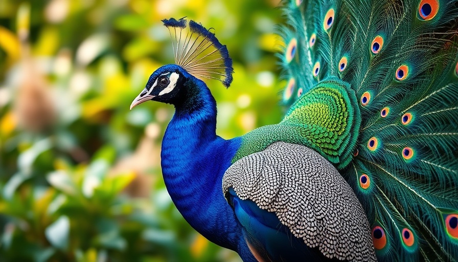 Vibrant peacock showcasing its stunning plumage.