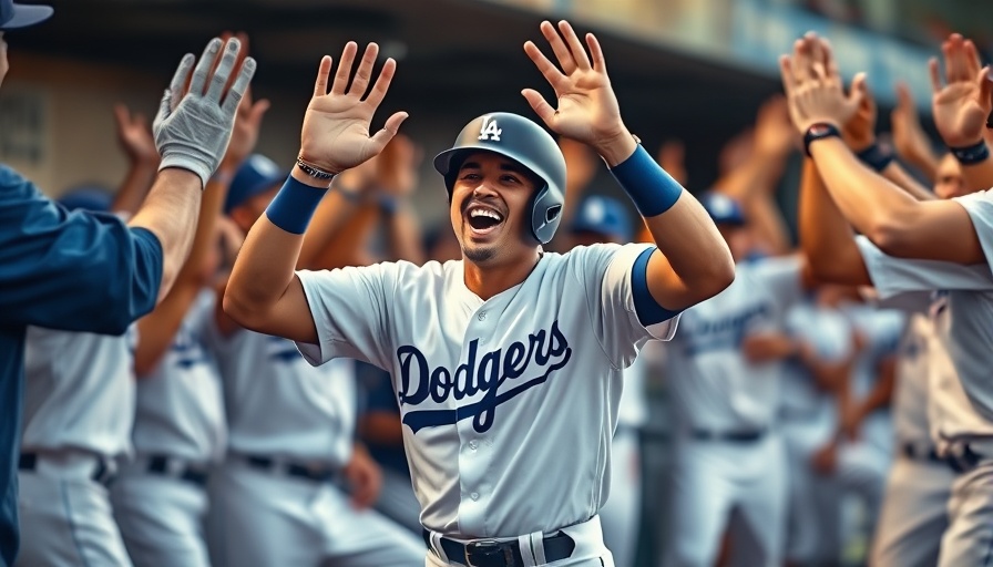 Ohtani gives up homer, hits homer - baseball player celebrates in Dodgers dugout.