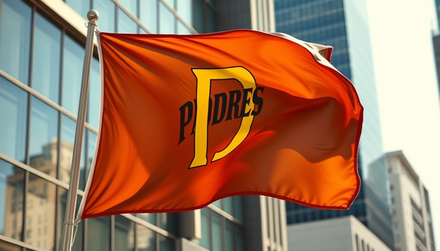 Padres Beat Marlins: San Diego Padres flag waving in urban setting.