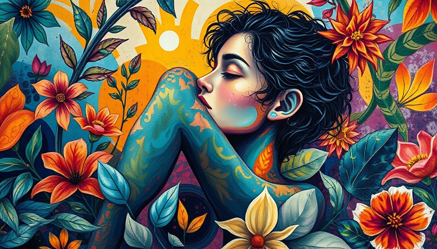 Artwork depicting healing through grief with colorful abstract patterns.