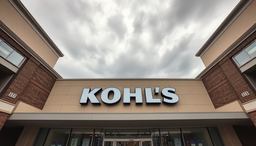 Kohl's storefront under cloudy sky, symbolizing stock surge.