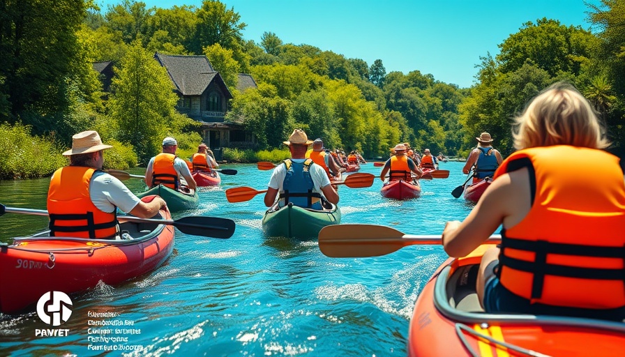Migrant families California agriculture: people canoeing on a river.