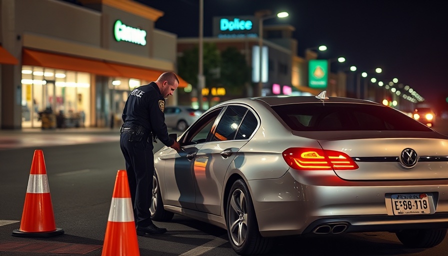 Chula Vista DUI checkpoint at night with police officer.