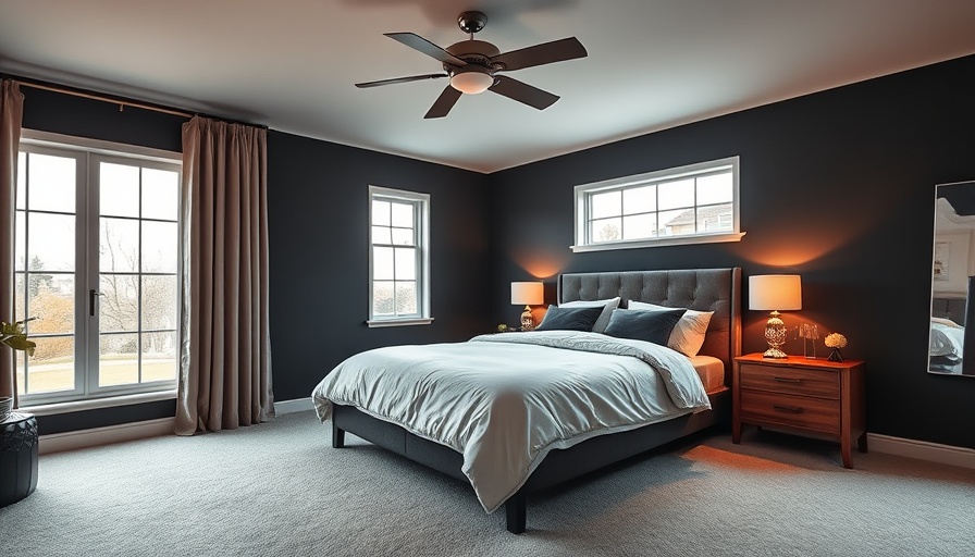 Bedroom makeover with Lakehouse vibes, dark accent wall, cozy ambiance.
