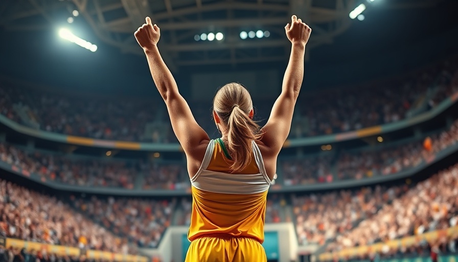 2025 CrossFit Games women celebrate victory in packed arena.