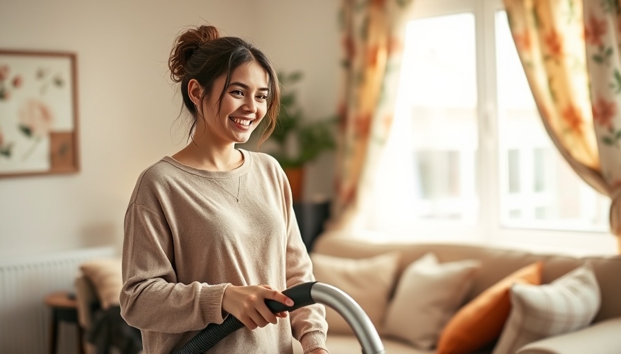 Gentle cleaning services for elderly clients, woman vacuuming.