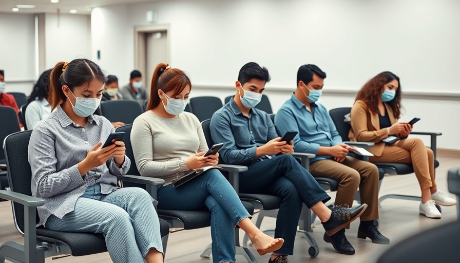 People wearing masks in waiting room as COVID rises in California.