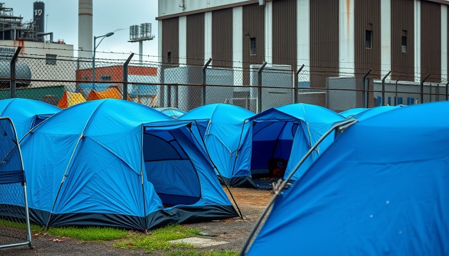 Tents on sidewalk depicting Los Angeles homelessness crisis.