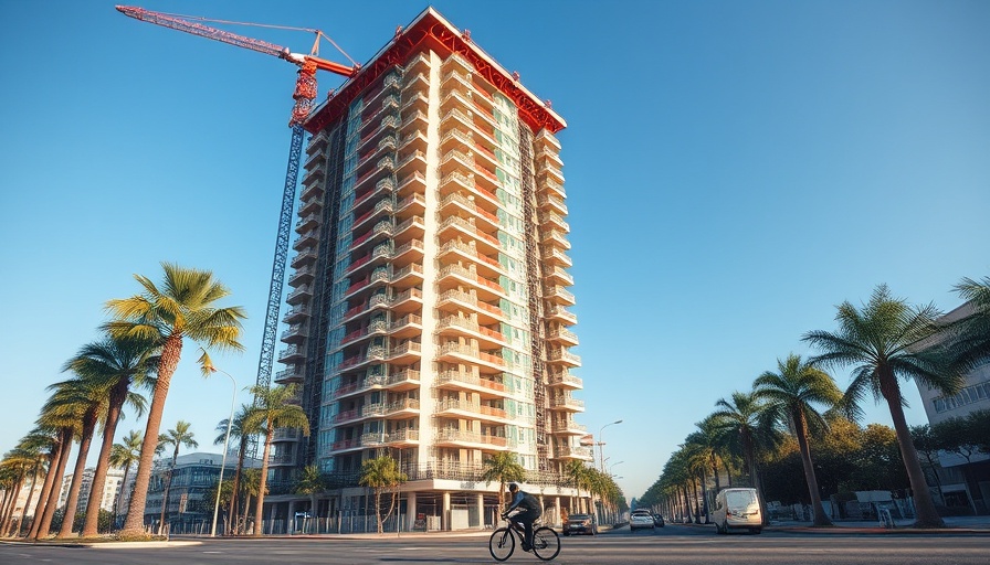 San Diego housing boom illustrated by under-construction building and cyclist.