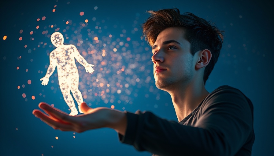 Young man reaching for a fading figure in starry night sky, emotional ghosting impact.