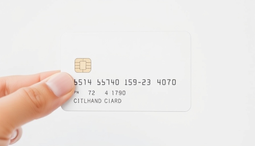 Minimalist credit card, business trends 2025, held by hand.