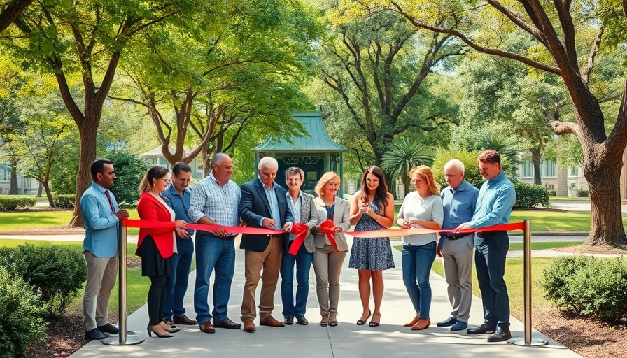 Ribbon cutting ceremony at revitalized outdoor space in Heritage County Park.