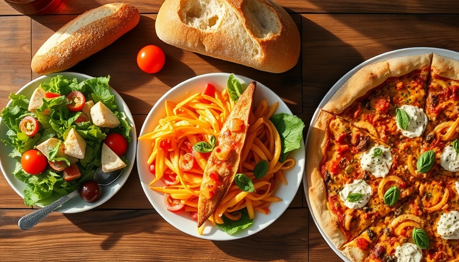 Easy solo parenting dinner ideas with salad, bread, and pizza.