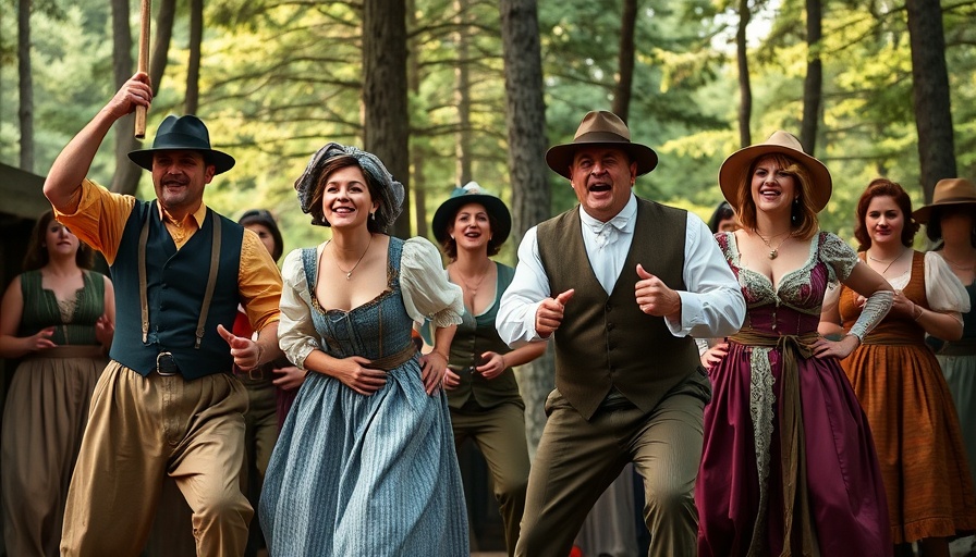 Outdoor stage performance of Silicon Valley Shakespeare's Richard III, actors in period costumes.