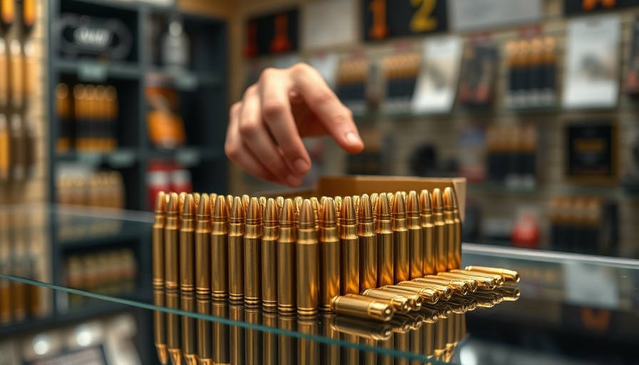 California gun owners buying ammunition, close-up on American Eagle bullets.
