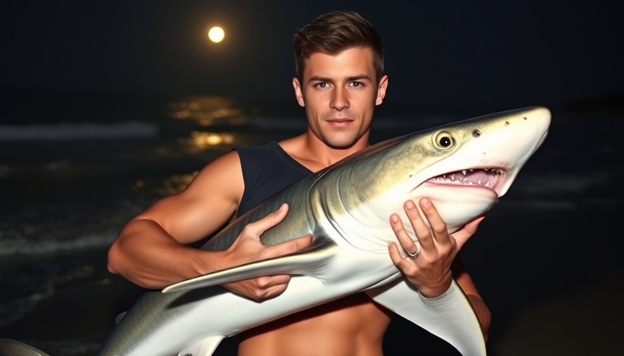 Cape Cod tiger shark catch at night on beach.