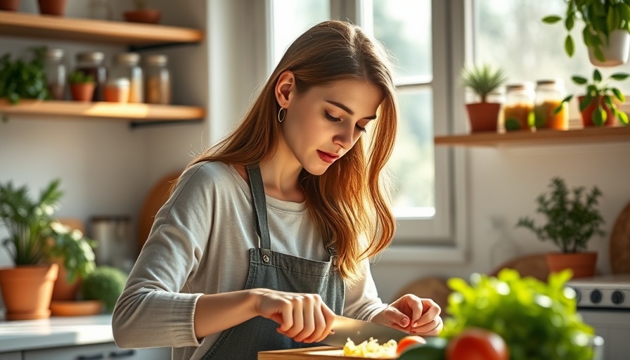 Young woman preparing healthy meal for heart health benefits