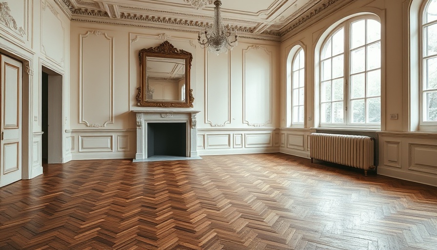 Empty vintage living room before 1970s makeover, bright natural light.