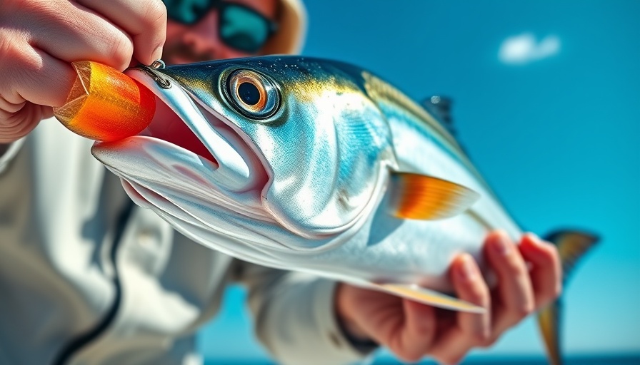 Angler displaying false albacore fish with lure on a boat