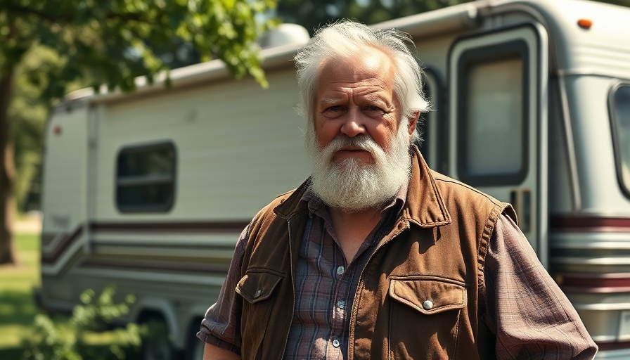 Elderly man standing in front of RV amid Mission Bay RV crackdown.