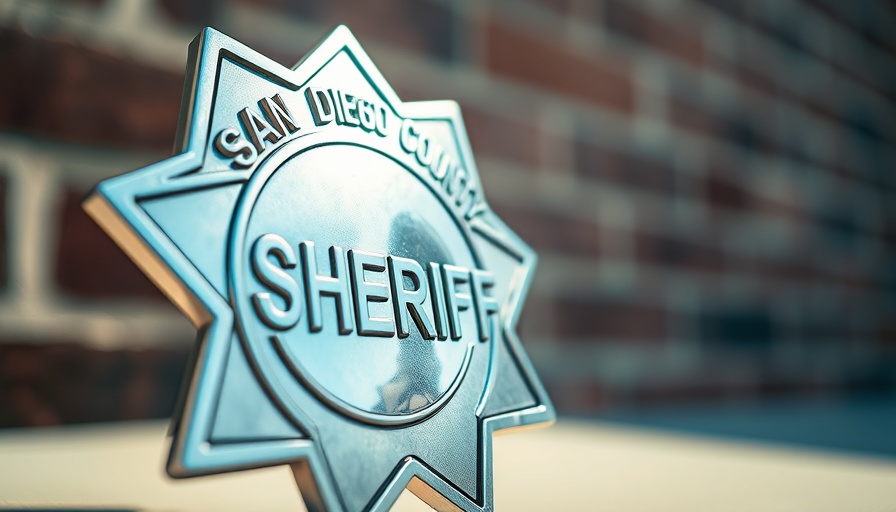 Close-up of San Diego County Sheriff's badge