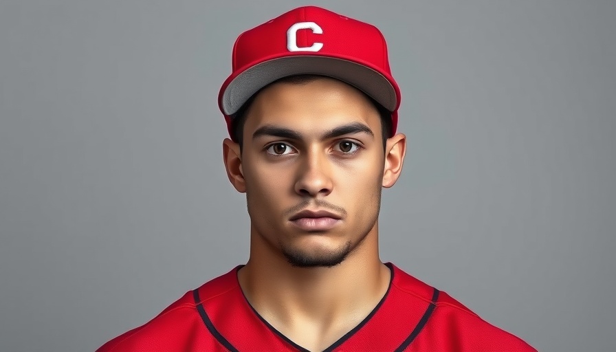 Young athlete in baseball cap posing in a studio setting.