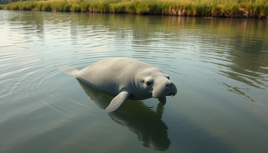 Gentle manatee gliding underwater in Cape Cod.