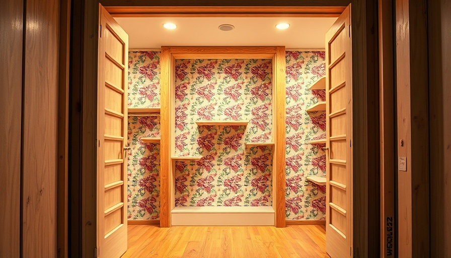 Under-construction framing closet doorway design with colorful interior.