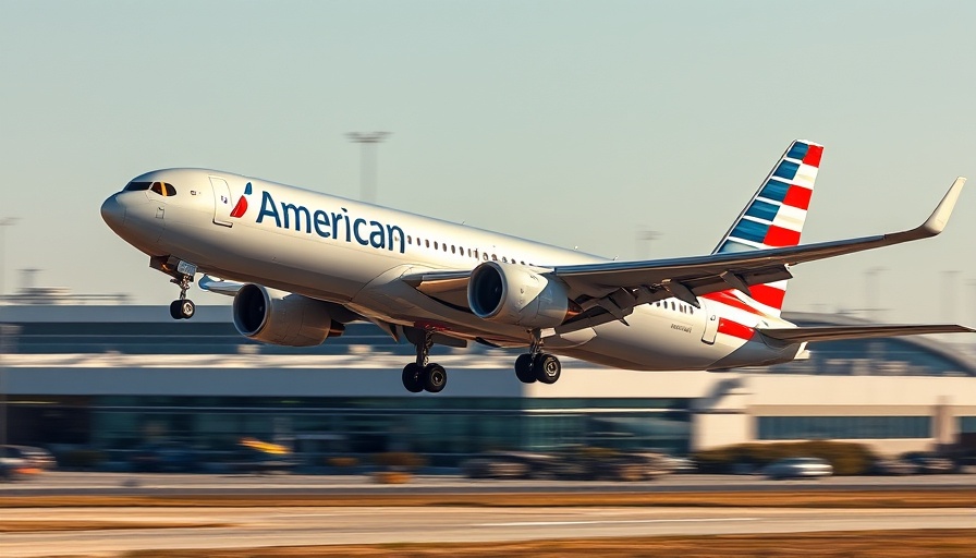 American Airlines new flights: plane taking off at airport.
