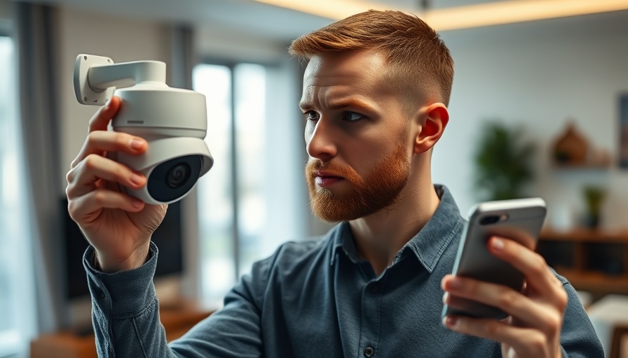 Man using smartphone to set up AI home security camera, AI home security monitoring for free.