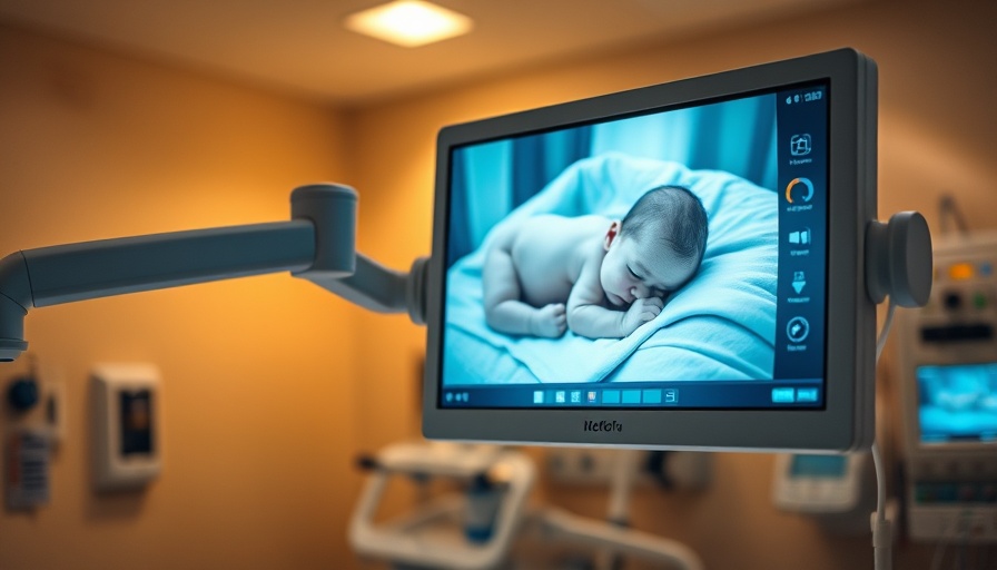 NICU video monitor showing baby for parental access.