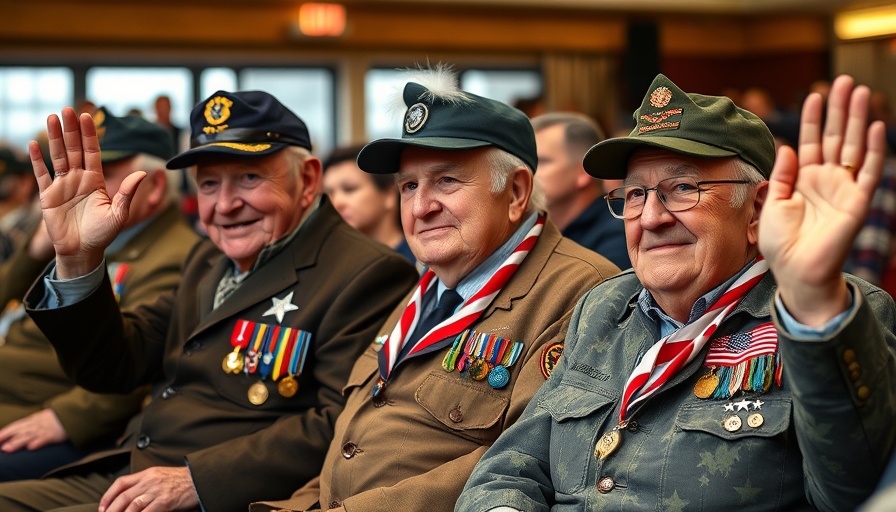Veterans at Spirit of ’45 event San Diego waving and smiling.