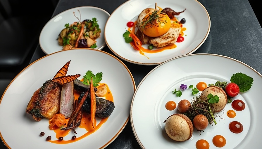 Gourmet dishes from L.A. culinary scene with vibrant presentation.