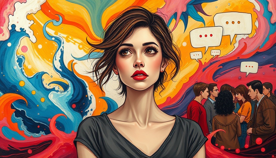 Abstract illustration showing self-rejection and social anxiety link.