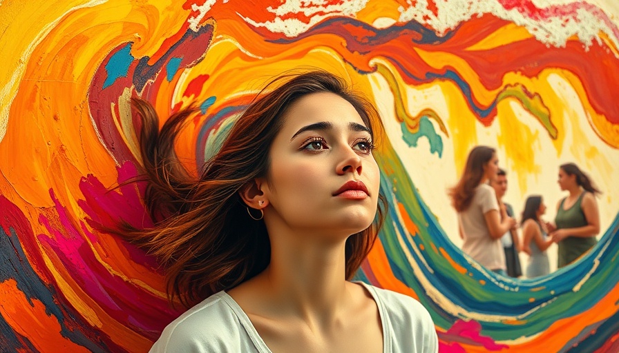 Abstract art showing self-rejection and social anxiety with a young woman.