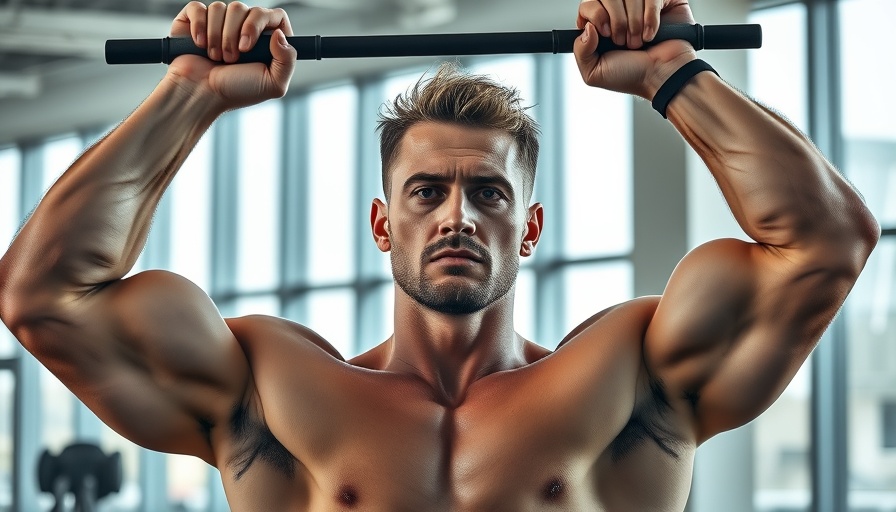 Fit individual performing overhead triceps workout, bright gym.