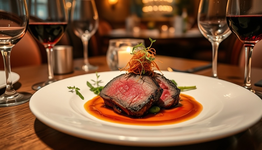 Elegant gourmet beef dish celebrating 10-year beef anniversary.