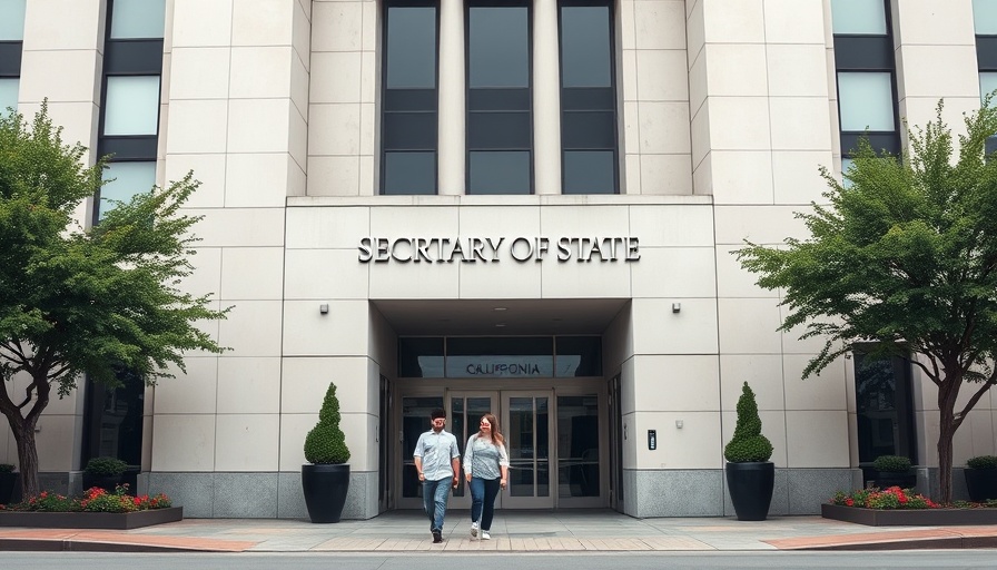 California Secretary of State building entrance, highlighting California remote work savings.