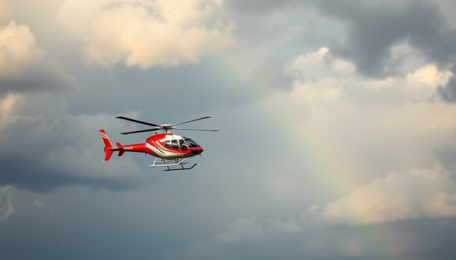 San Diego breaking news helicopter against cloudy sky with rainbow.