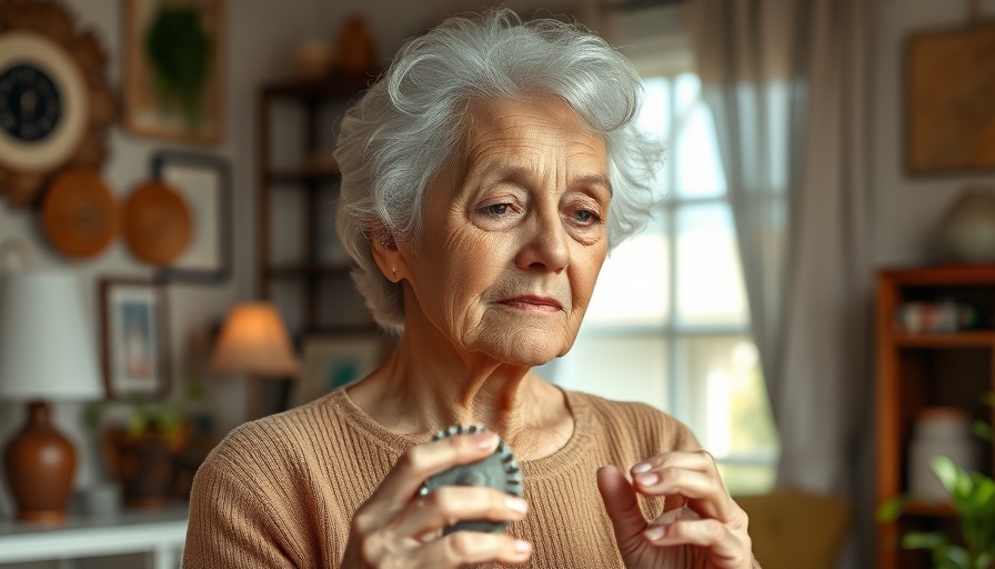Older woman performing spleen chakra clearing with a pendulum.