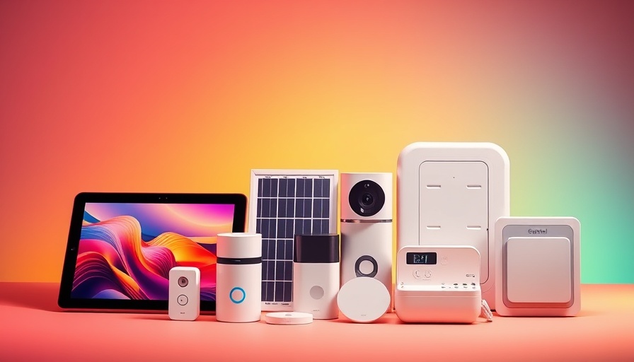 Smart home technology gadgets displayed vibrantly.