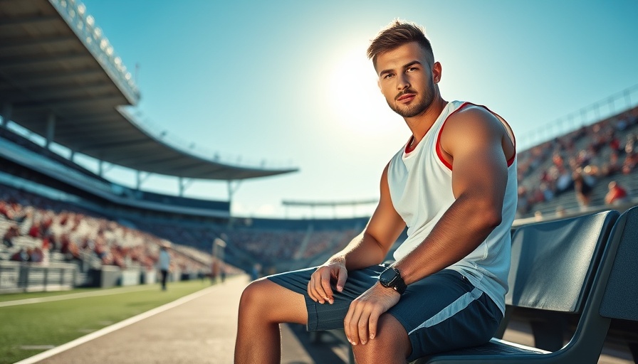 Athlete in uniform and casual attire exudes confidence, vibrant scene.