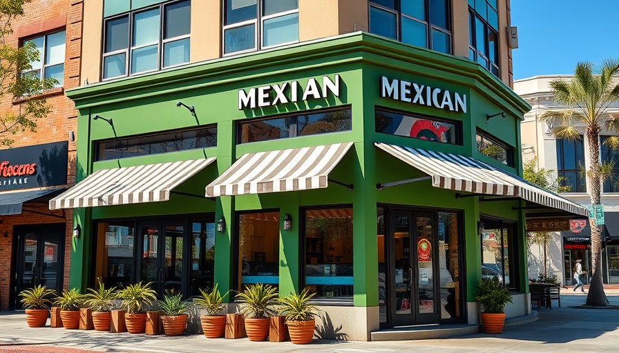 Authentic Mexican Restaurant in Fresno exterior with green facade and awnings.