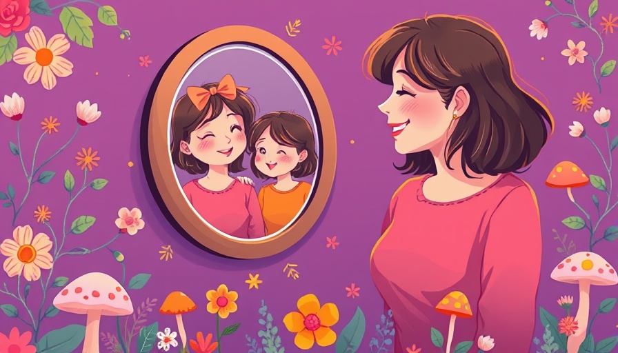 Heartwarming illustration of inner child healing with mirror reflection.