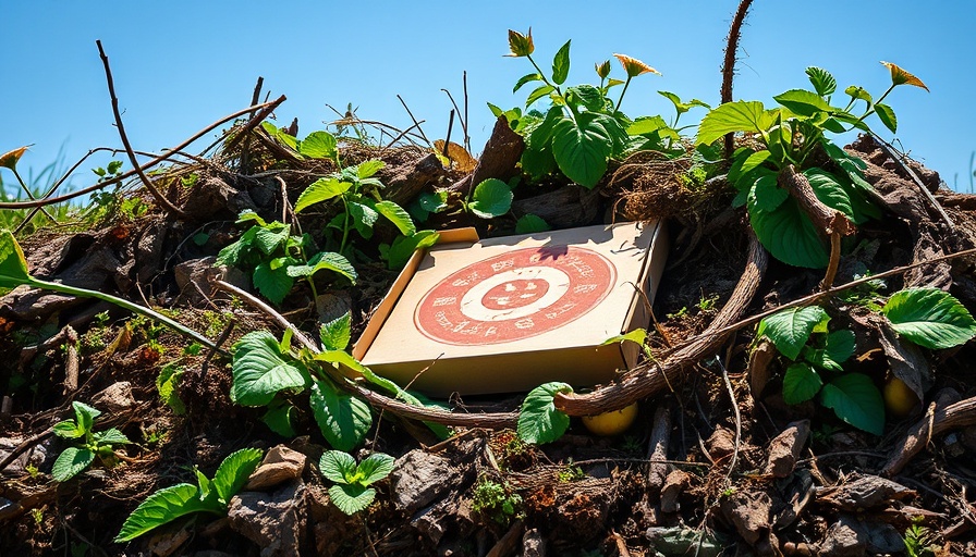 Compost pile with pizza box in San Diego