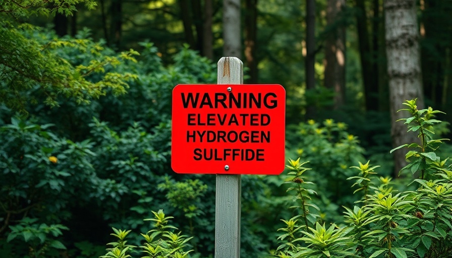 Tijuana River Valley emissions warning sign surrounded by greenery.