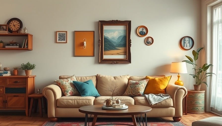 Vintage living room with DIY picture frame light switch cover.