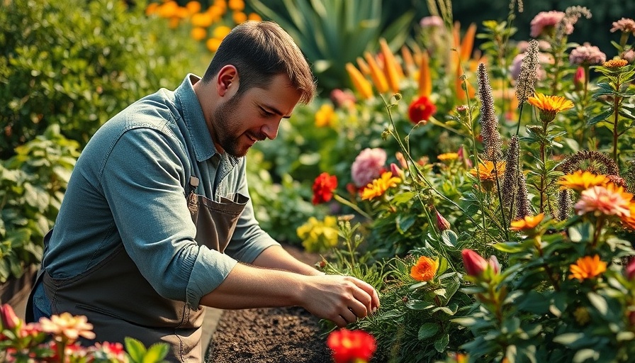 Professional gardener working in a vibrant garden, showcasing the benefits of hiring professional garden maintenance services.
